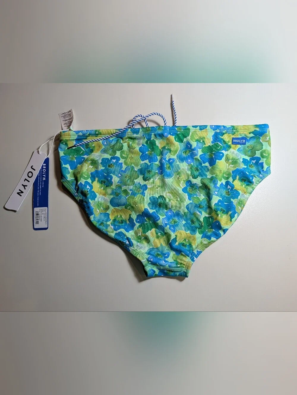 Brolyn By Jolyn Size 36 Blue & Green Mens Floral Swim Trunk NWT